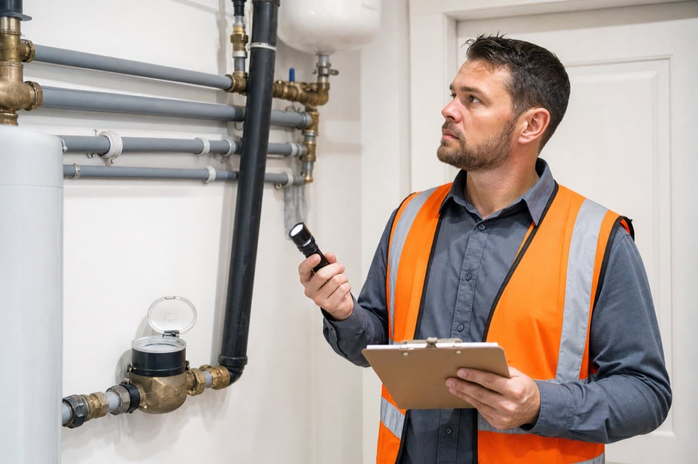 Poly B Replacement Surrey Pros — Red Seal plumber inspecting Poly B pipe